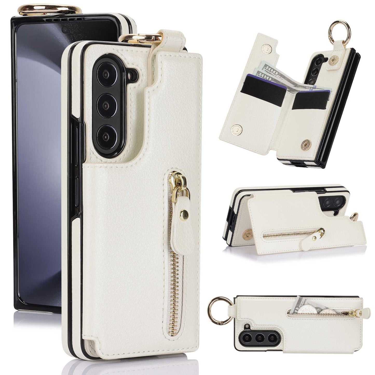 Elegant Ring Leather Wallet Case - Samsung