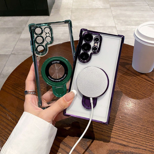 Stylish Electroplated Metal Ring Stand Case - Samsung