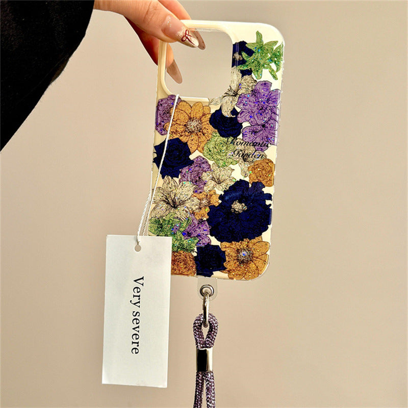 Blooming Elegance Floral Case with Wrist Strap