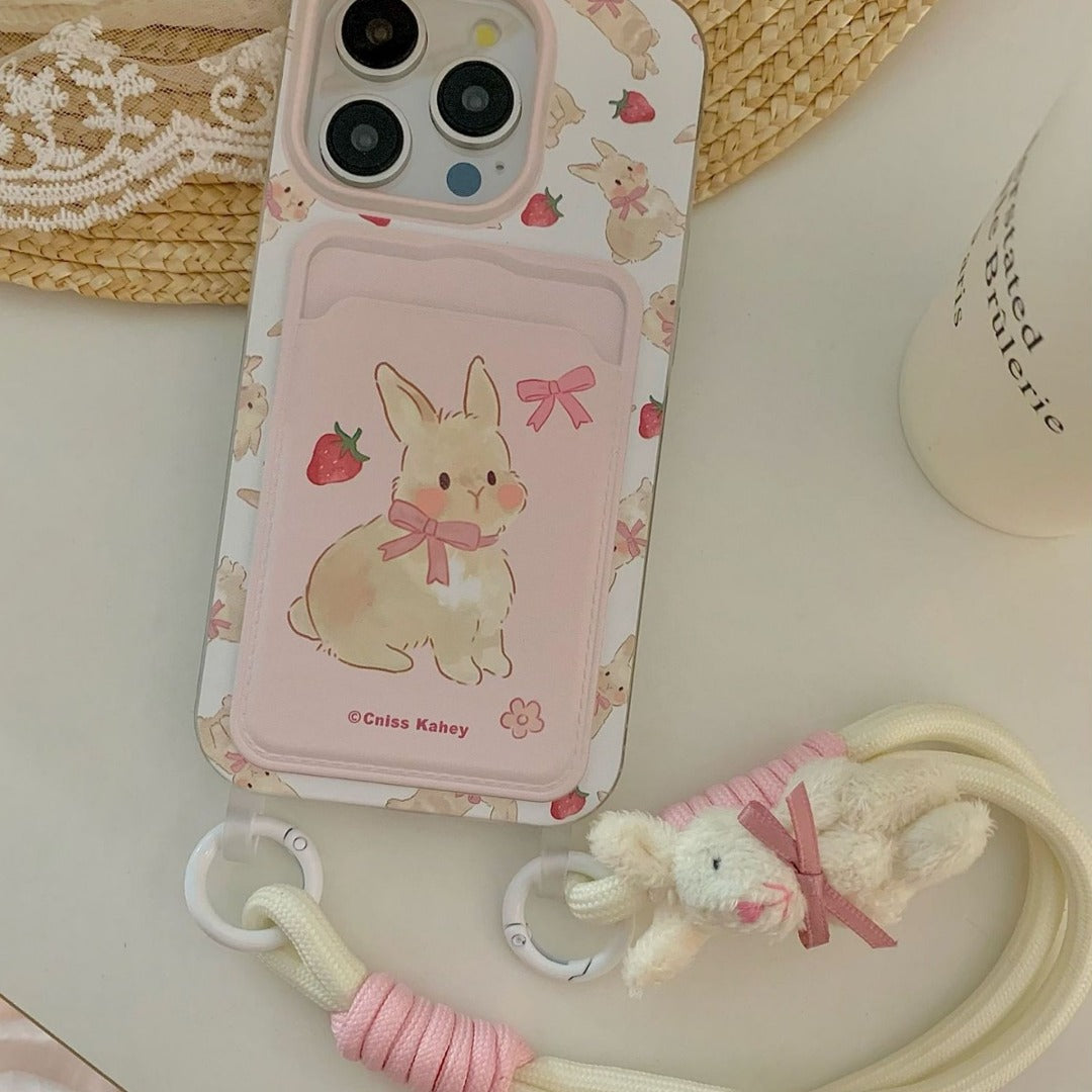 Berry Bunny Lanyard Card Holder Case