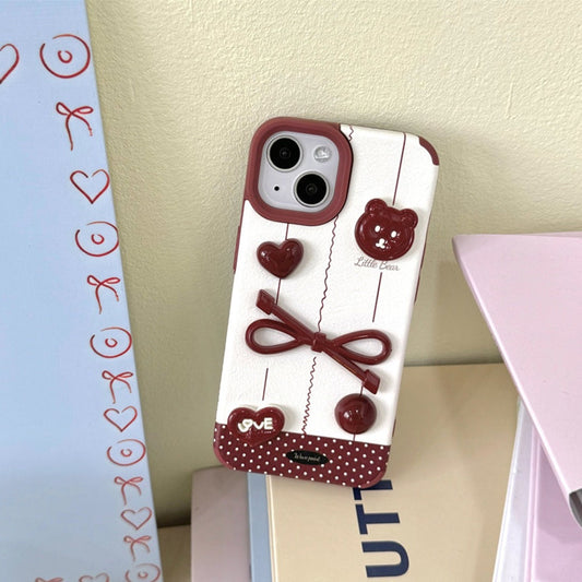 Adorable Bear with Red Bow Case