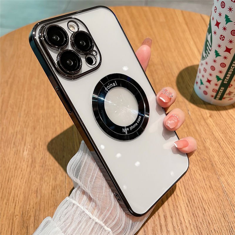 Stylish Plated Frame Lens Guard Case - iPhone