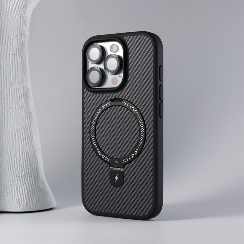 Elegant Carbon Fiber Maagsafe Stand Case - iPhone