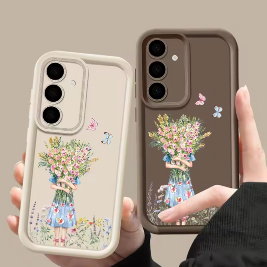 FloralShield Shockproof Bumper Case - Samsung