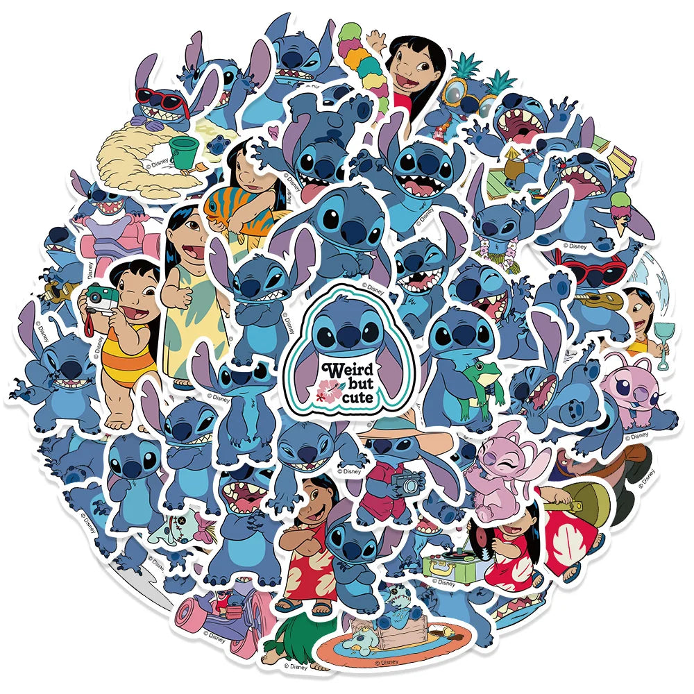 51PCS Cute Cartoon Lilo & Stitch Stickers DIY Diary Laptop Luggage Skateboard Graffiti Decals Fun Classic Toy
