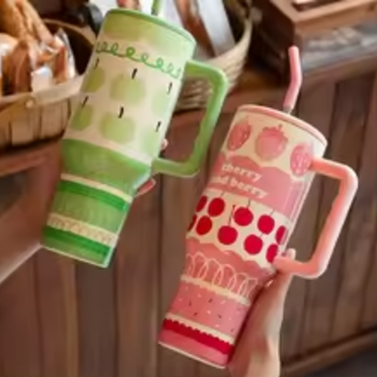 Kawaii Strawberry Insulated Stainless Straw Tumbler
