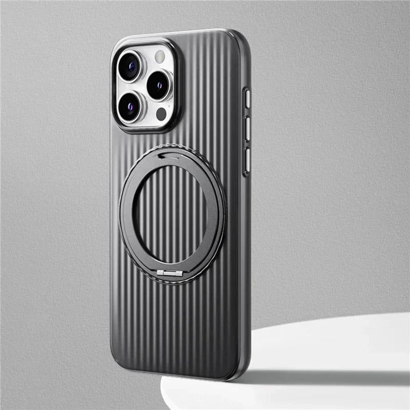 Ridged Stripes Magnetic Ring Stand Case - iPhone