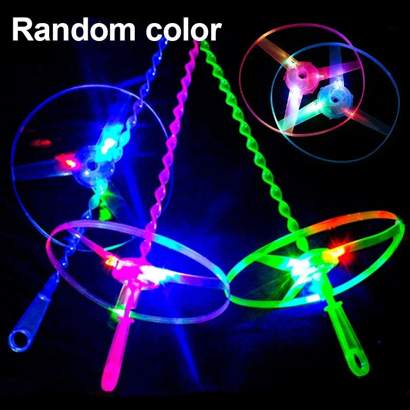 2407TA LED Luminous Bamboo Dragonfly Flying Saucers with Light Outdoor Night Shooting Helicopters Flying Toys Kids Birthday Party Props