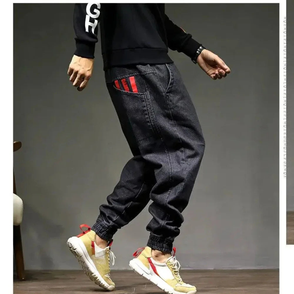 Man Loose Baggy Jeans Hiphop Skateboard Denim Pants