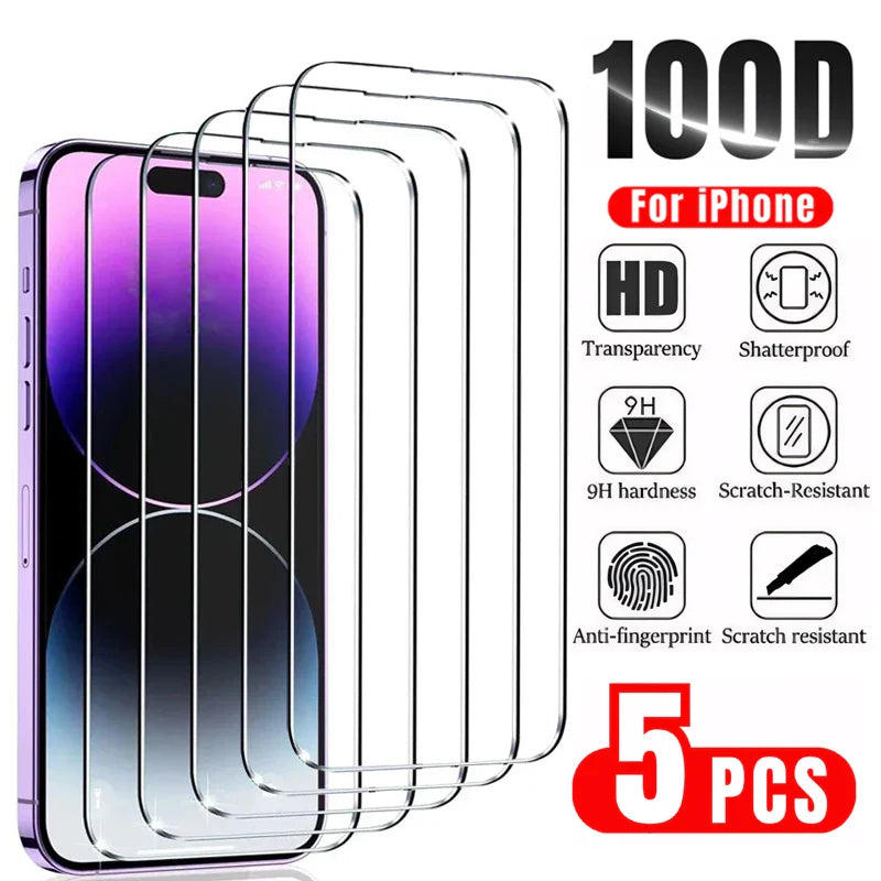 5Pcs Tempered Protective Glass for iPhone