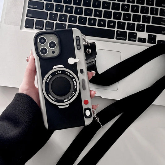 Cute 3D Camera Phone Case with Lanyard