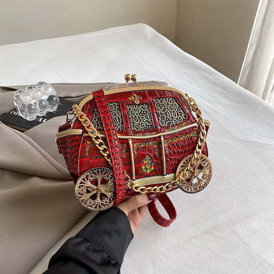 Carriage Shaped Shoulder Handbag