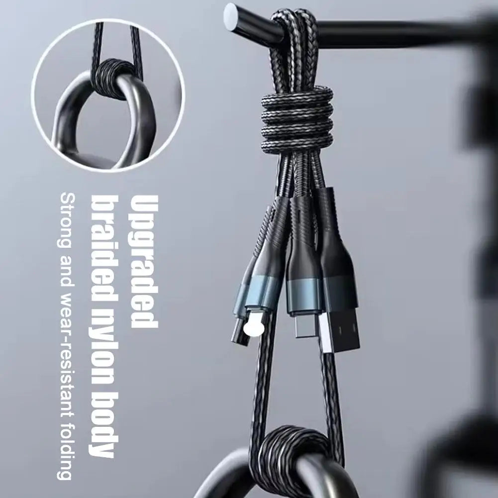 120W 3 In 1 Braided Data Cable Type C Cable Micro USB