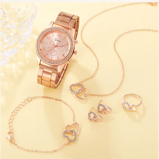 Radiant Rose Gold Watch & Heart Jewellery Collection