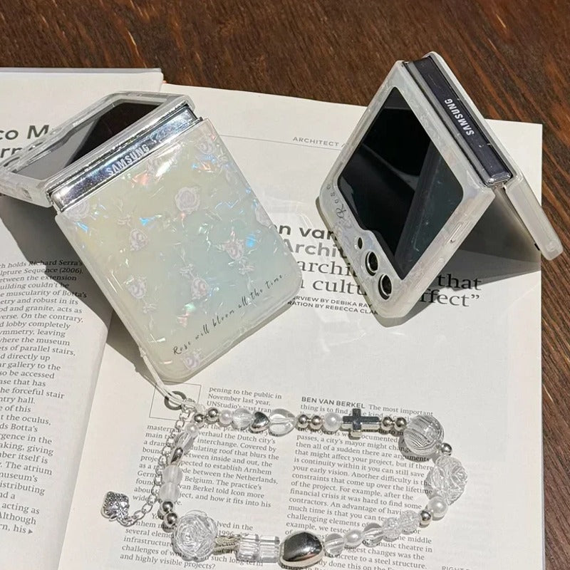 Korean Shell Flower Bead Bracelet Case - Samsung