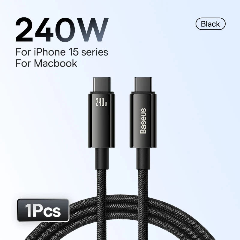 240W USB C Cable for iPhone 15 PD3.1 Supercharge for Macbook PC Realme