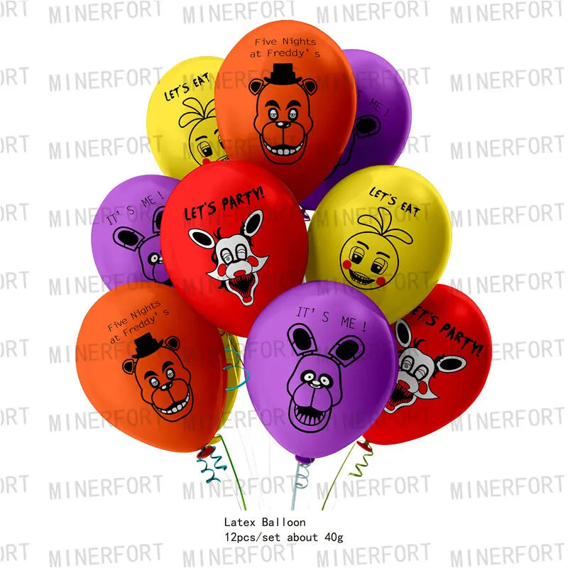0709BA FNAF Five Nights At Freddy´s Party Theme Halloween Decor Disposable Birthday Party Tableware Digital Balloon Background Supplie