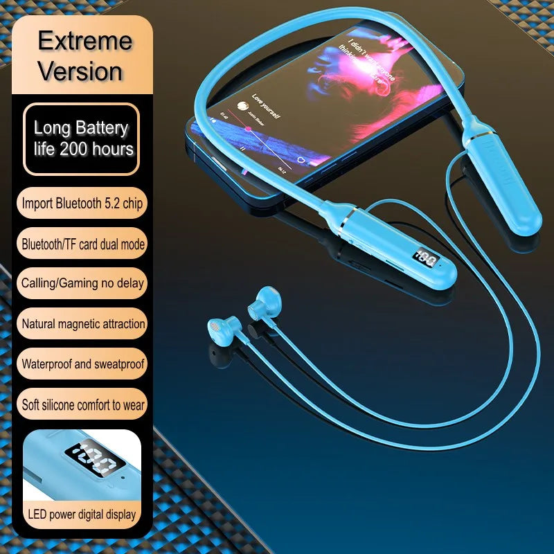 Bluetooth 5.0 Neckband Earphones with Mic Neck-hanging Wireless Headphone