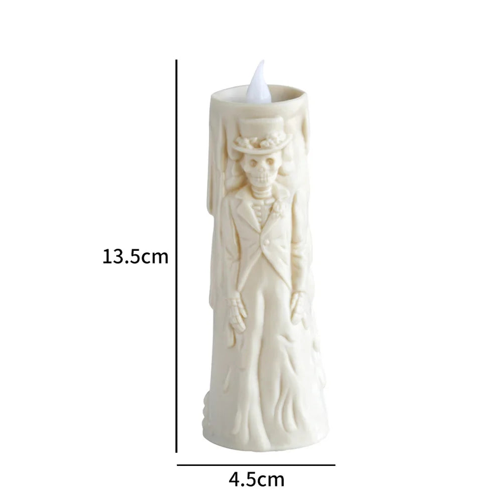 0709BA 12-Pack Flameless LED Candles Light Halloween Decoration, Skeleton Groom Bride Candle Lamp, Battery Operated For Dining Desks 