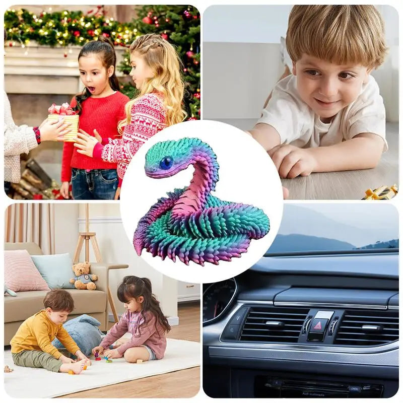 0709BA 3D Printed Fidget Snake 3D Printing Snake Pet Movable Joint Executive Desk Toys For Adults Halloween Decoration For Home