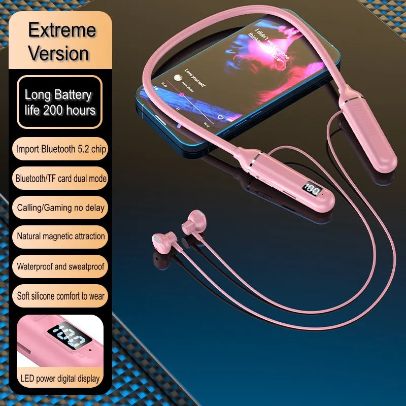 Bluetooth 5.0 Neckband Earphones with Mic Neck-hanging Wireless Headphone