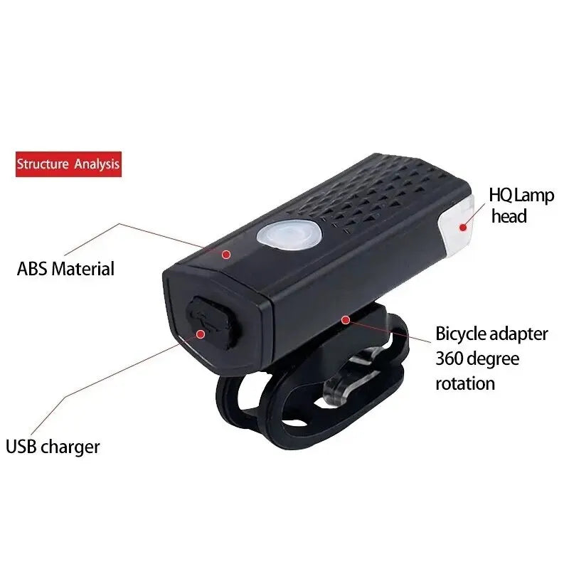 Front LED Lights USB Rechargeable Waterproof For Bike