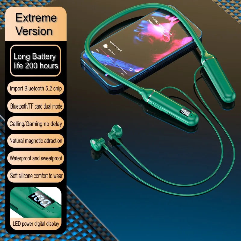 Bluetooth 5.0 Neckband Earphones with Mic Neck-hanging Wireless Headphone