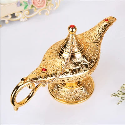 Large size Colorful Metal Genie Magic Lamp Retro Wishing Oil Lamp Pot Incense Burner Home Decor Collection Souvenir home decore