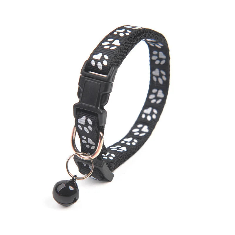 2307GP 1pc Cute Bell Collar For Cats Dog Collar Teddy Bomei Dog Cartoon Funny Footprint Collars Pet Bell Collar Home Pet Supplies