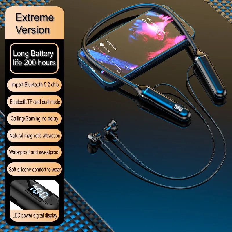 Bluetooth 5.0 Neckband Earphones with Mic Neck-hanging Wireless Headphone