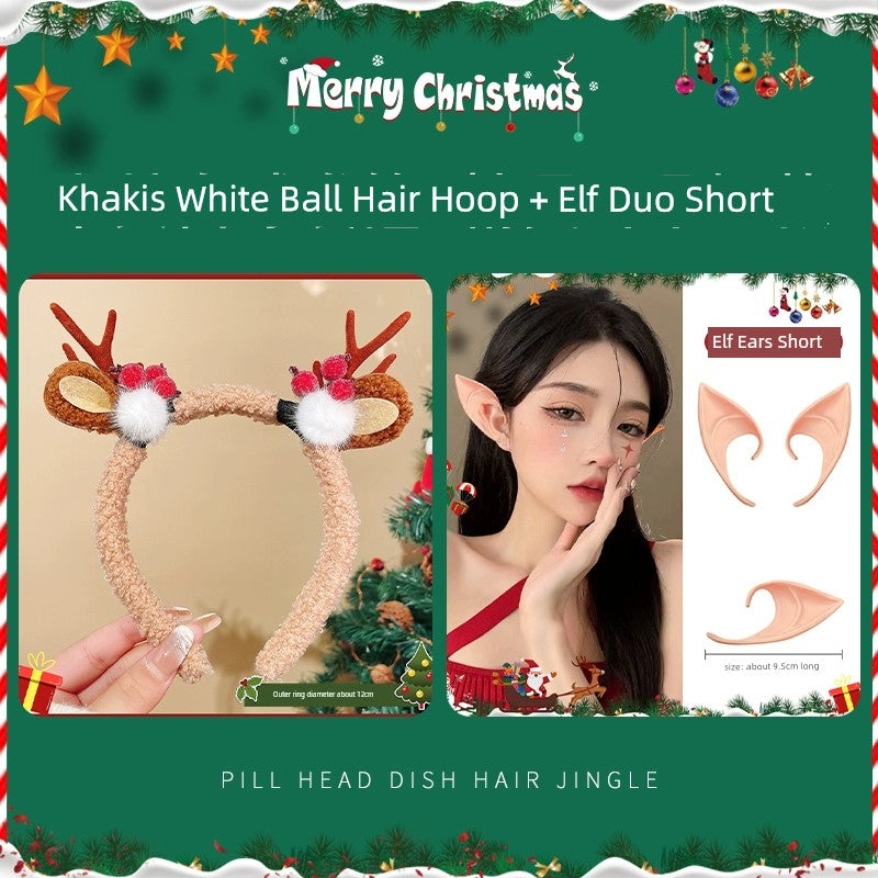 0709BA Christmas Cos Props Cute Hairpin Elf Ears