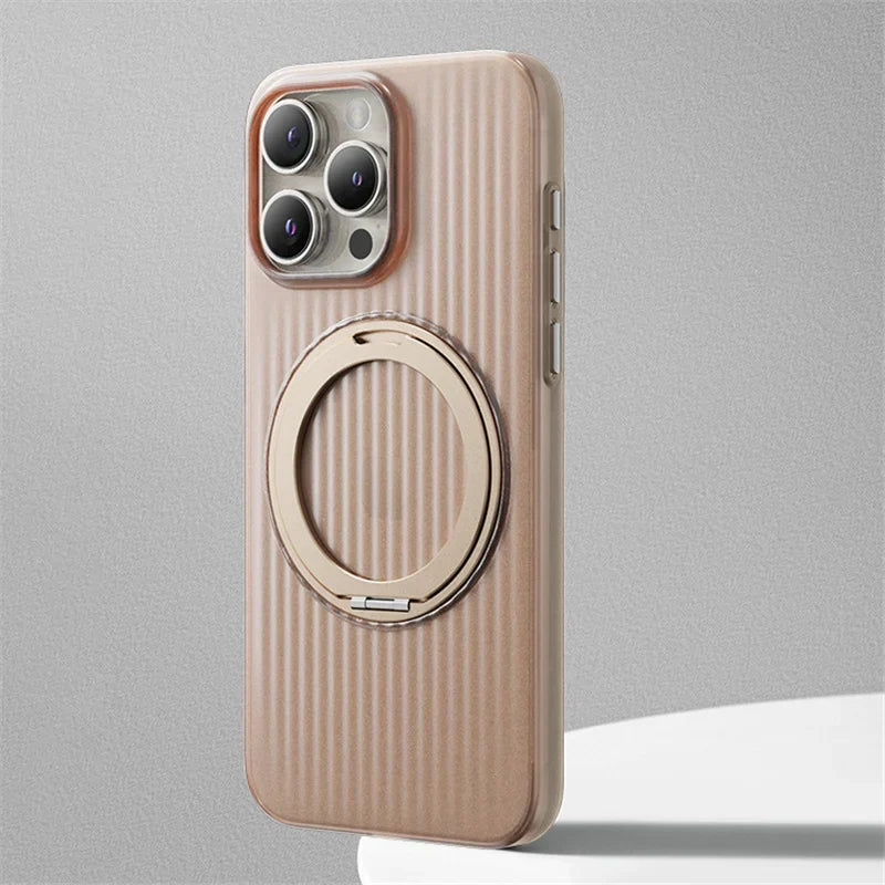 Ridged Stripes Magnetic Ring Stand Case - iPhone