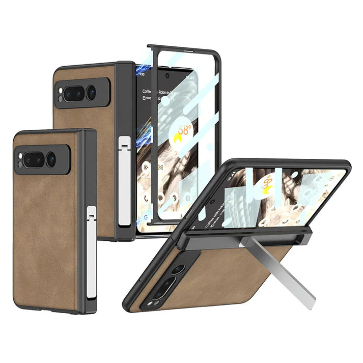 Google Pixel Fold Secret Kickstand Leather Case