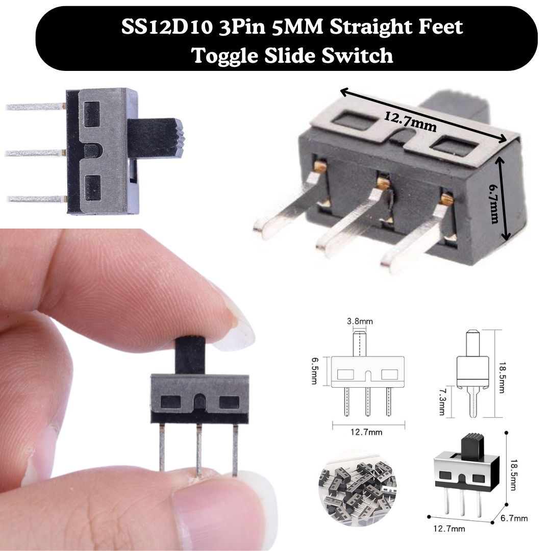 3-Pin DIP Mini Slide Switch Through-Hole PCB Slide Button