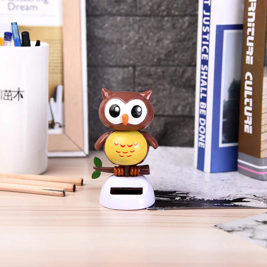 2808TA Cute Desk Figurines Adorable Solar Powered Swinging Toy Owl Style Dancing Ornament Car Office Decor Dancing Animal Birthday Gift