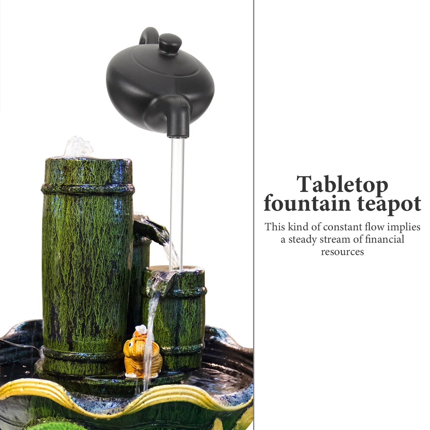 0907BA Home Decoration Indoor Desk Fountain Teapot Chinese Tabletop Tube Office Decore Ornament Zen Water