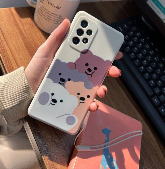 Cute Teddy Bear Printed Soft Silicone Phone Case - Samsung