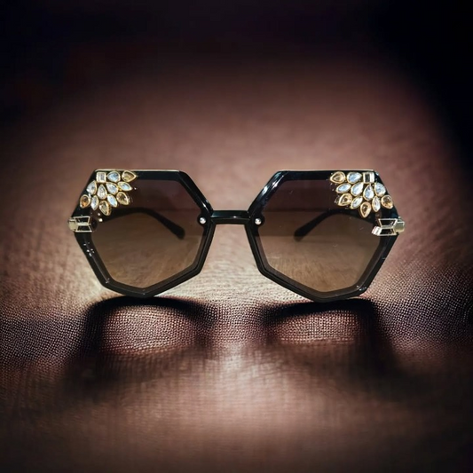 Jewel Tipped Hexagon Statement Shades