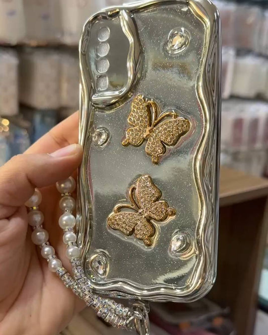Shimmering Butterfly Case With Charm - Samsung