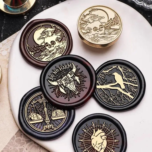0709BA Wax Seal Stamp Dark Series Halloween Fear Skeleton Relief Stamp Head For Scrapbooking Cards Envelopes Wedding Invitations Gift