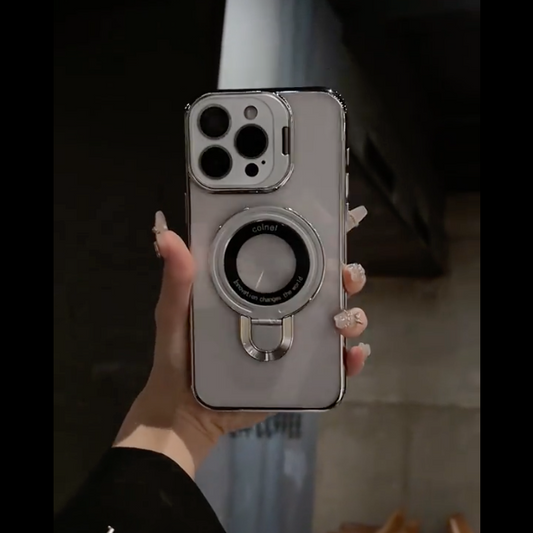 Crystal Clear Ring Grip Lens Stand Case - iPhone