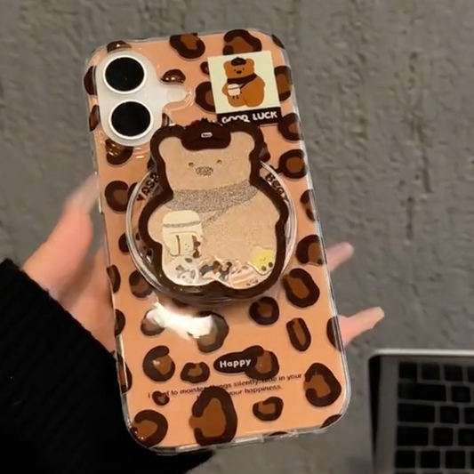Leopard Print Cute Bear Holder Case