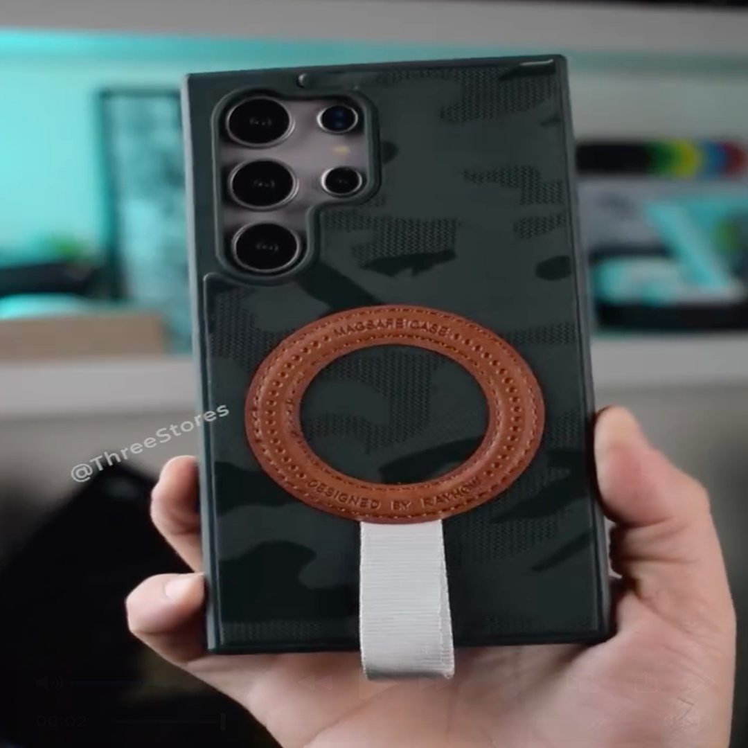 Galaxy S24 Ultra Camo Leather Ring Stand Case