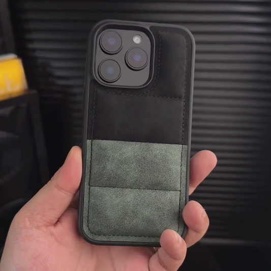 Timeless Dual-Tone Puffer Leather Case - iPhone