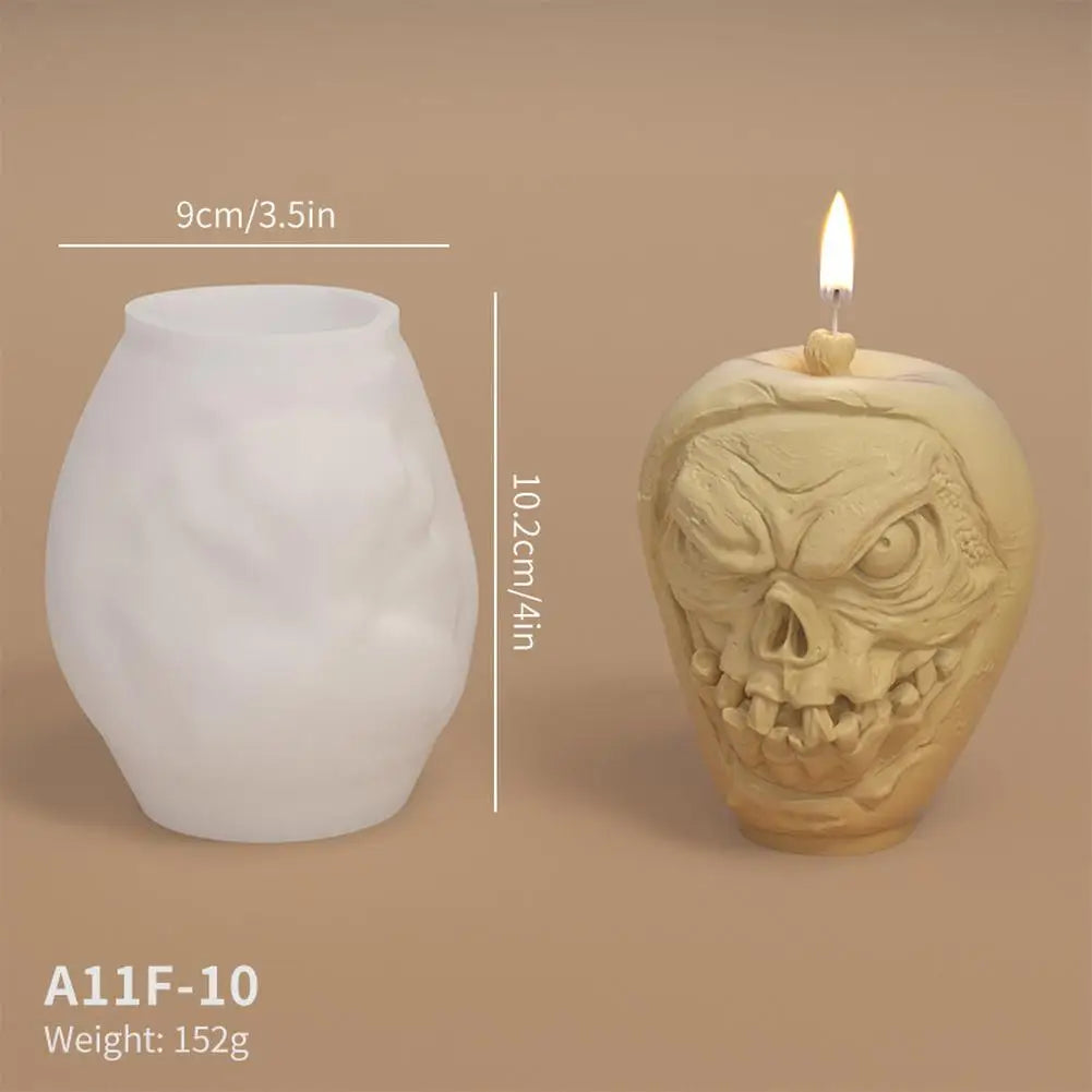0709BA Halloween Pumpkin Candle Models Reusable Silicone Skeleton Skull Cast Halloween Home Decoration Tools For Resin Candle Ornament