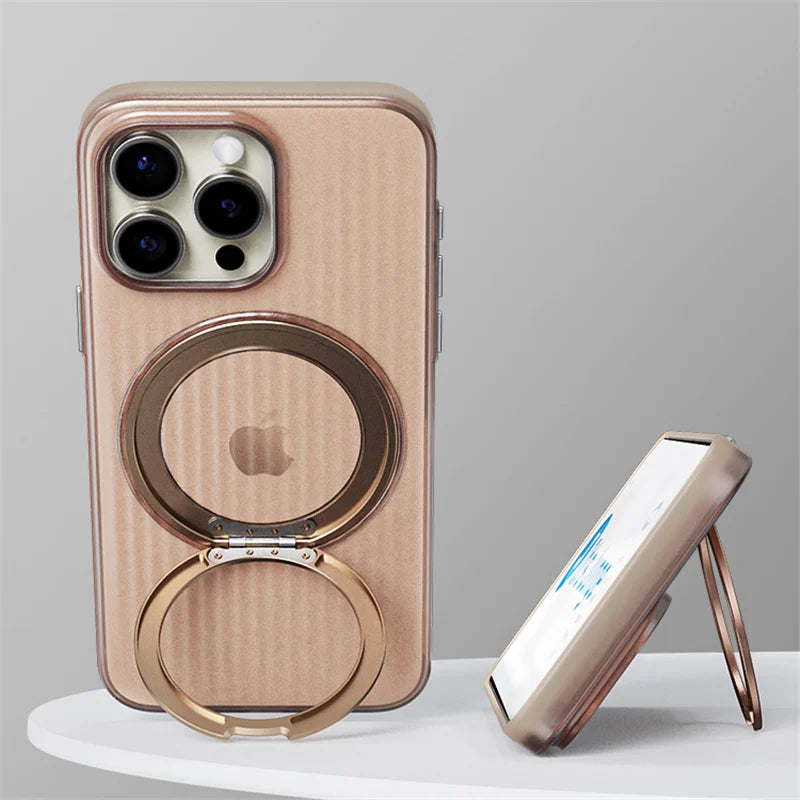 Ridged Stripes Magnetic Ring Stand Case - iPhone