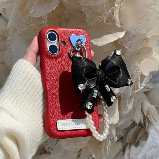 Glam Bow & Pearl Charm Phone Case