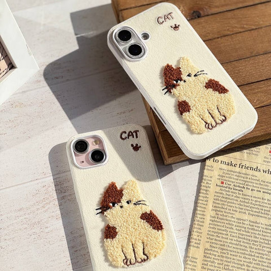 Fluffy Snuggle Kitty Embroidered Case