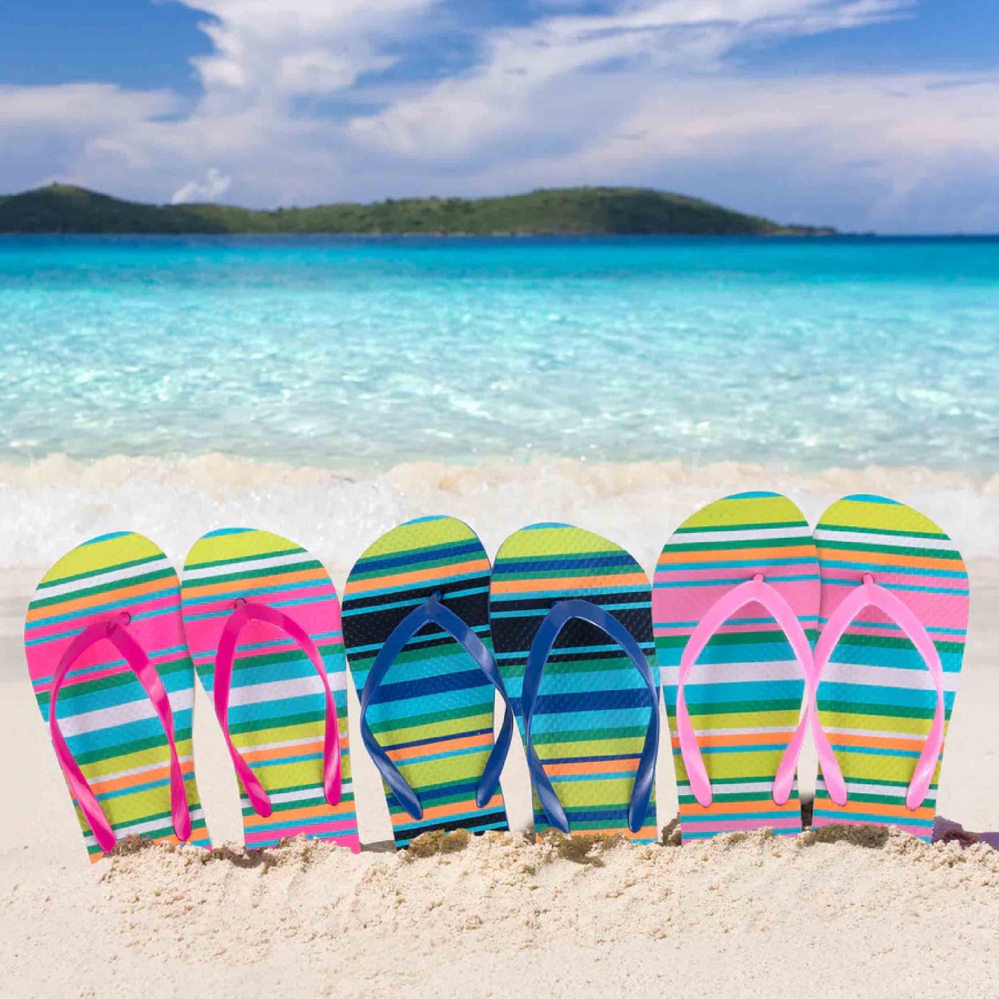 Women's Striped Flip Flops Bulk- Assorted