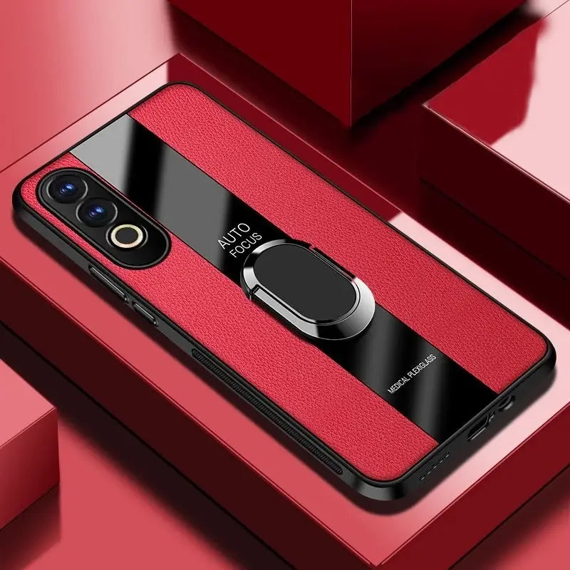 OnePlus Nord CE 4 Plexiglass Luxury Leather Ring Case